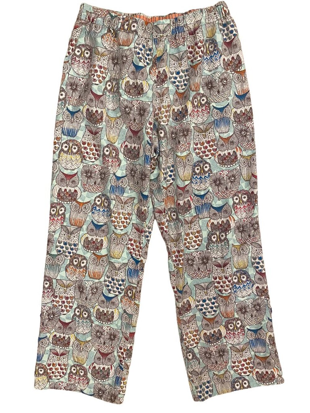 Anthropologie Eloise Owl Pajama Roll-Up Pants Sz M Sleepwear Lounge